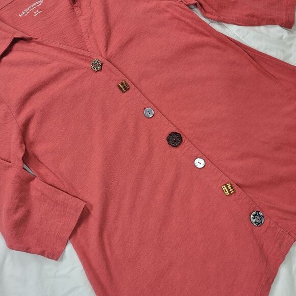Soft Surroundings Women's Danielle Statement Button Down 3/4 Sleeve Top Size S - Picture 3 of 13